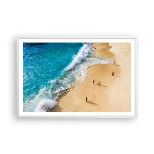 Affiche dans un cadre blanc - Poster - Et ensuite le soleil, la plage… - 91x61 cm