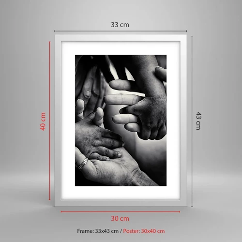 Affiche dans un cadre blanc - Poster - Être humain - 30x40 cm