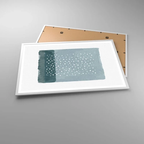 Affiche dans un cadre blanc - Poster - Évolution de bleus - 91x61 cm