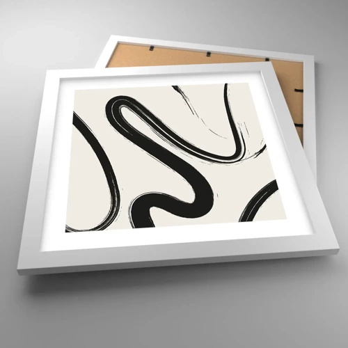 Affiche dans un cadre blanc - Poster - Fantaisie en noir et blanc - 30x30 cm