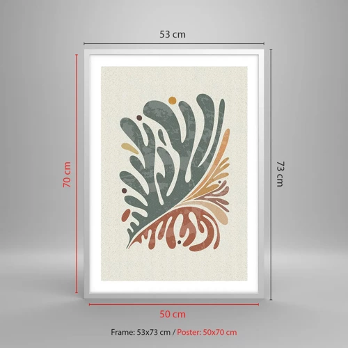 Affiche dans un cadre blanc - Poster - Feuille multicolore - 50x70 cm