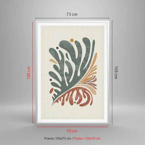 Affiche dans un cadre blanc - Poster - Feuille multicolore - 70x100 cm