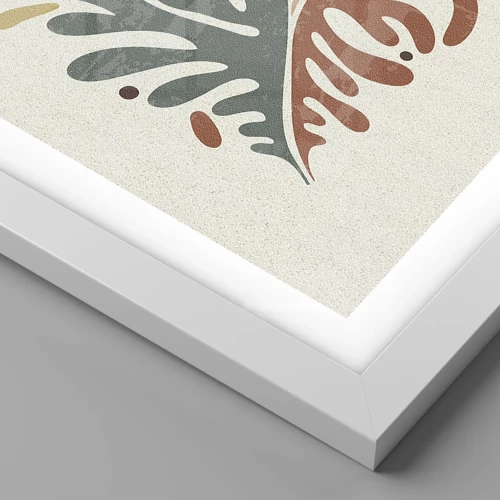 Affiche dans un cadre blanc - Poster - Feuille multicolore - 70x100 cm