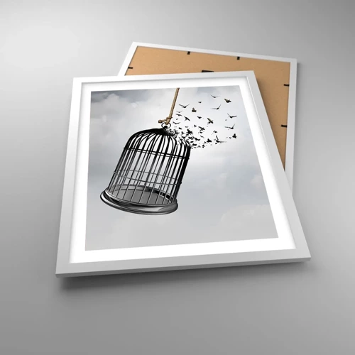 Affiche dans un cadre blanc - Poster - Foie...Espoir...Liberté! - 40x50 cm