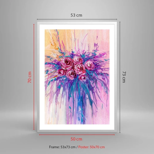 Affiche dans un cadre blanc - Poster - Fontaine aux roses - 50x70 cm