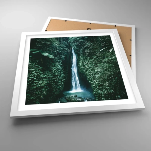 Affiche dans un cadre blanc - Poster - Fontaine tropicale - 40x40 cm