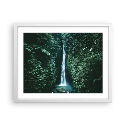 Affiche dans un cadre blanc - Poster - Fontaine tropicale - 50x40 cm