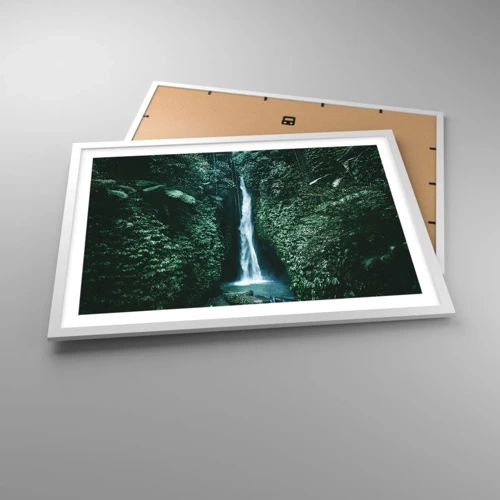 Affiche dans un cadre blanc - Poster - Fontaine tropicale - 70x50 cm