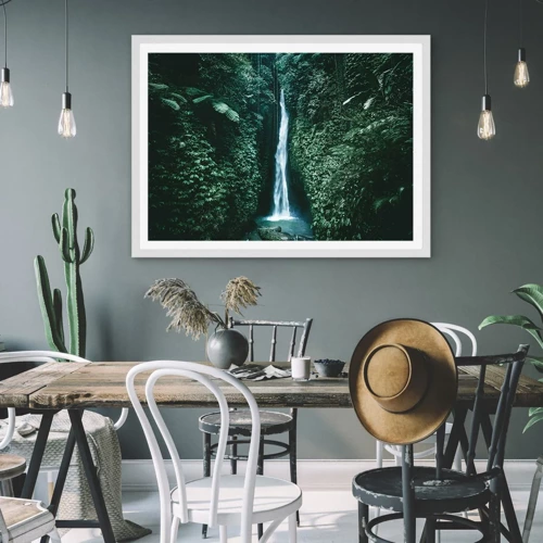 Affiche dans un cadre blanc - Poster - Fontaine tropicale - 91x61 cm