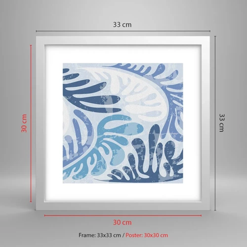 Affiche dans un cadre blanc - Poster - Fougères bleues - 30x30 cm