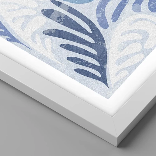 Affiche dans un cadre blanc - Poster - Fougères bleues - 40x50 cm