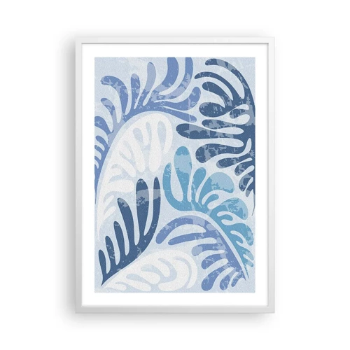 Affiche dans un cadre blanc - Poster - Fougères bleues - 50x70 cm