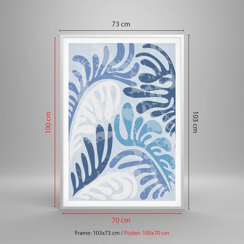 Affiche dans un cadre blanc - Poster - Fougères bleues - 70x100 cm