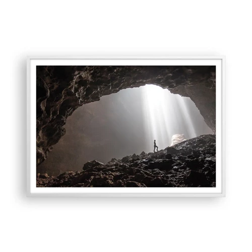 Affiche dans un cadre blanc - Poster - Grotte lumineuse - 100x70 cm