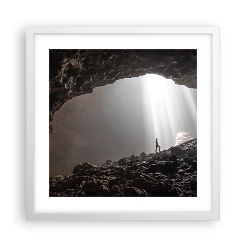 Affiche dans un cadre blanc - Poster - Grotte lumineuse - 40x40 cm