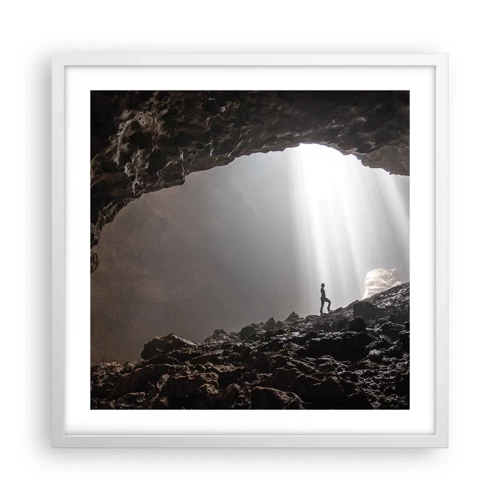 Affiche dans un cadre blanc - Poster - Grotte lumineuse - 50x50 cm