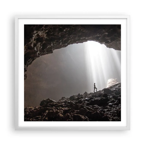 Affiche dans un cadre blanc - Poster - Grotte lumineuse - 60x60 cm