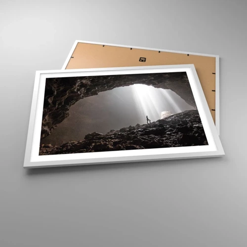 Affiche dans un cadre blanc - Poster - Grotte lumineuse - 70x50 cm