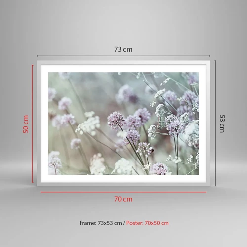 Affiche dans un cadre blanc - Poster - Herbes douces en filigrane - 70x50 cm