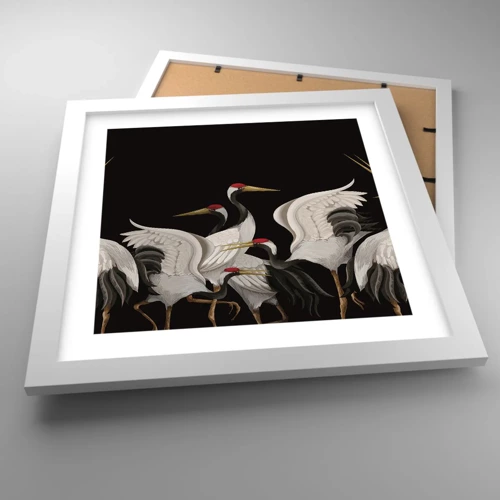 Affiche dans un cadre blanc - Poster - Histoire d'oiseaux - 30x30 cm