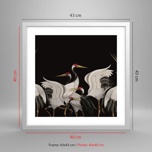 Affiche dans un cadre blanc - Poster - Histoire d'oiseaux - 40x40 cm