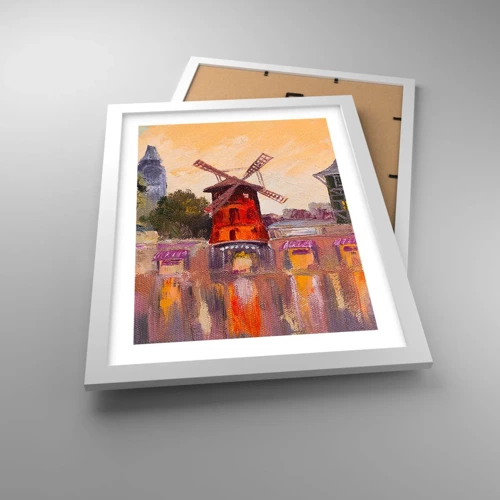 Affiche dans un cadre blanc - Poster - Icones parisiennes – le Moulin rouge - 30x40 cm