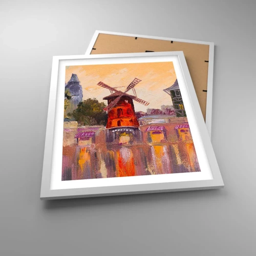 Affiche dans un cadre blanc - Poster - Icones parisiennes – le Moulin rouge - 40x50 cm