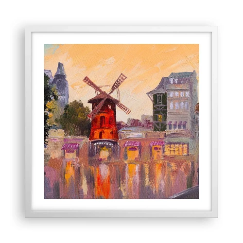 Affiche dans un cadre blanc - Poster - Icones parisiennes – le Moulin rouge - 50x50 cm
