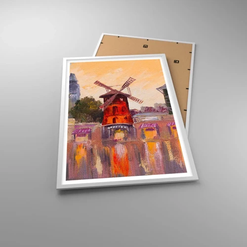 Affiche dans un cadre blanc - Poster - Icones parisiennes – le Moulin rouge - 61x91 cm