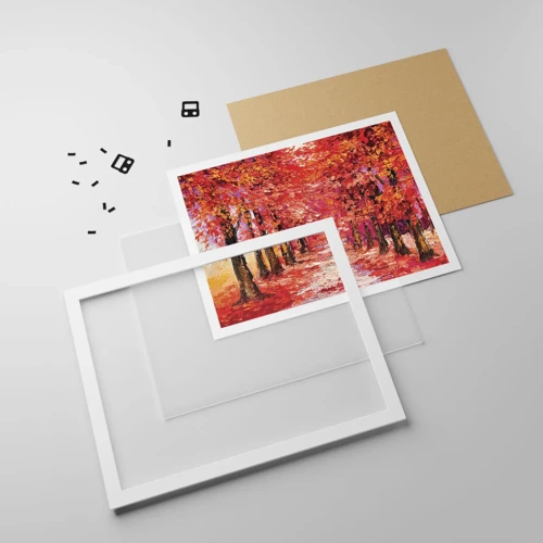 Affiche dans un cadre blanc - Poster - Impression d'automne - 50x40 cm