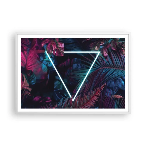 Affiche dans un cadre blanc - Poster - Jardin de style disco - 100x70 cm