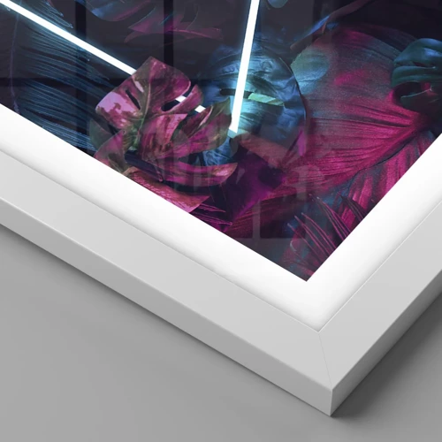 Affiche dans un cadre blanc - Poster - Jardin de style disco - 100x70 cm