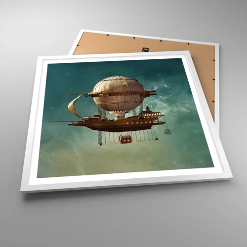 Affiche dans un cadre blanc - Poster - Jules Verne vous salue - 60x60 cm
