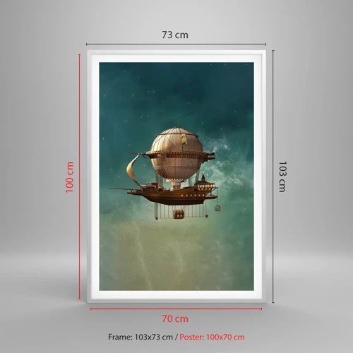 Affiche dans un cadre blanc - Poster - Jules Verne vous salue - 70x100 cm