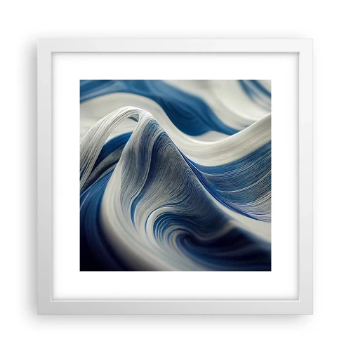Affiche dans un cadre blanc - Poster - La fluidité du bleu et du blanc - 30x30 cm