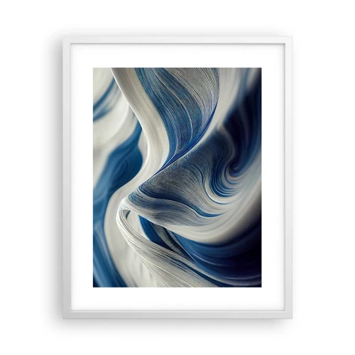 Affiche dans un cadre blanc - Poster - La fluidité du bleu et du blanc - 40x50 cm