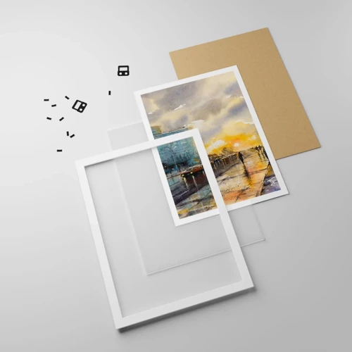 Affiche dans un cadre blanc - Poster - La vie sur le rivage - 40x50 cm