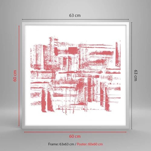 Affiche dans un cadre blanc - Poster - La ville rouge - 60x60 cm