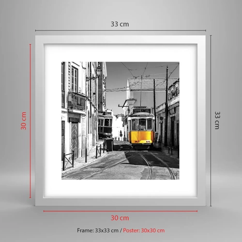 Affiche dans un cadre blanc - Poster - L'âme de Lisbonne - 30x30 cm