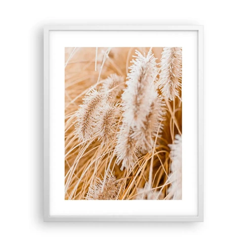 Affiche dans un cadre blanc - Poster - Le bruissement doré de l'herbe - 40x50 cm