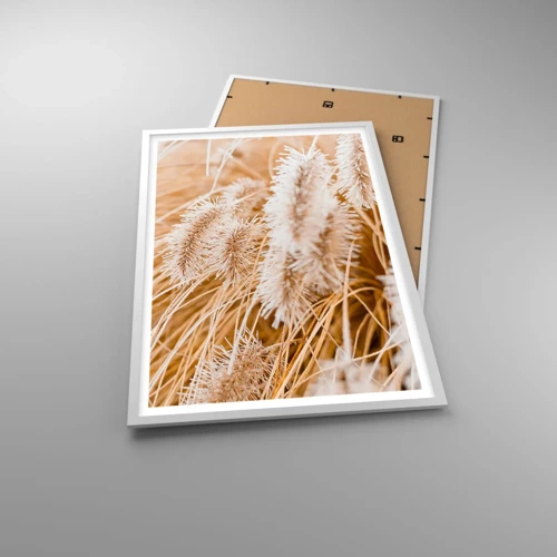 Affiche dans un cadre blanc - Poster - Le bruissement doré de l'herbe - 61x91 cm