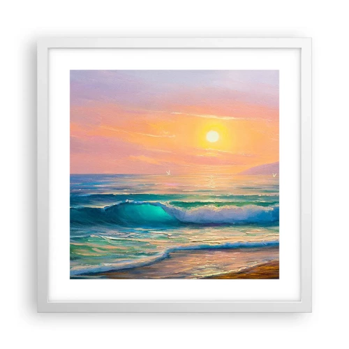 Affiche dans un cadre blanc - Poster - Le chant turquoise des vagues - 40x40 cm