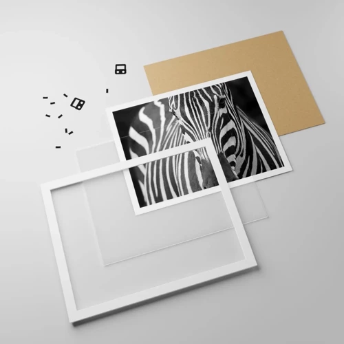 Affiche dans un cadre blanc - Poster - Le monde est noir et blanc - 100x70 cm