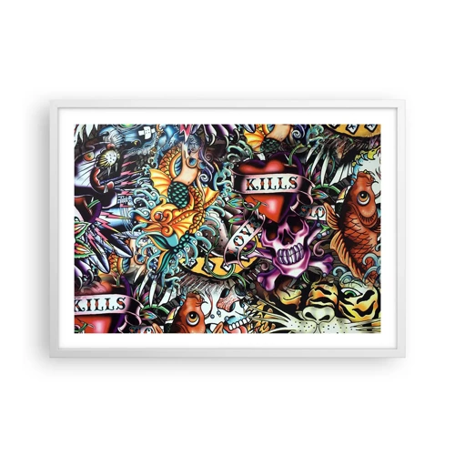 Affiche dans un cadre blanc - Poster - Le rêve du tatoueur - 70x50 cm
