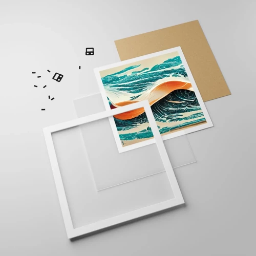 Affiche dans un cadre blanc - Poster - Le rêve d'un surfeur - 40x40 cm