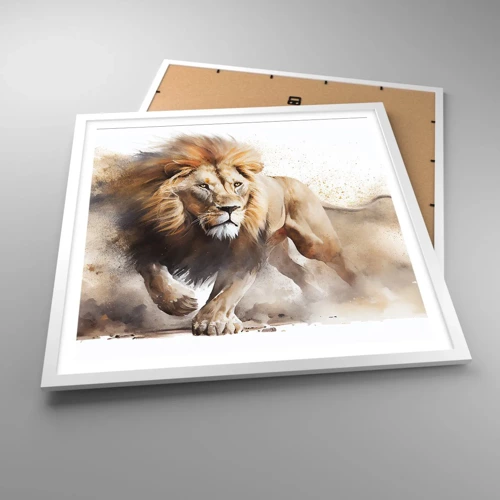 Affiche dans un cadre blanc - Poster - Le roi bougea - 60x60 cm