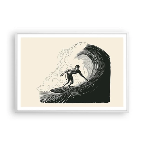 Affiche dans un cadre blanc - Poster - Le roi de la vague - 100x70 cm