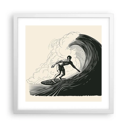 Affiche dans un cadre blanc - Poster - Le roi de la vague - 40x40 cm
