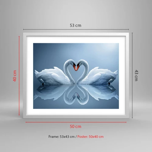 Affiche dans un cadre blanc - Poster - Le temps de l'amour - 50x40 cm