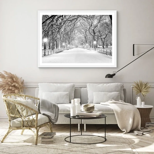 Affiche dans un cadre blanc - Poster - Les quatres saisons – l’hiver - 91x61 cm